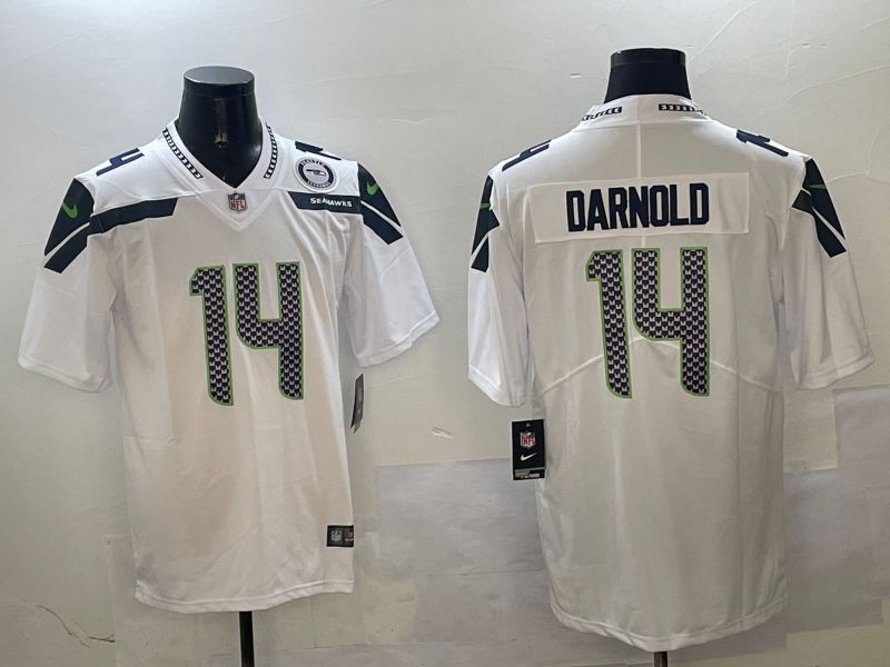 Men Seattle Seahawks #14 Metcalf White Second generation 2025 Nike Limited NFL Jersey style 4